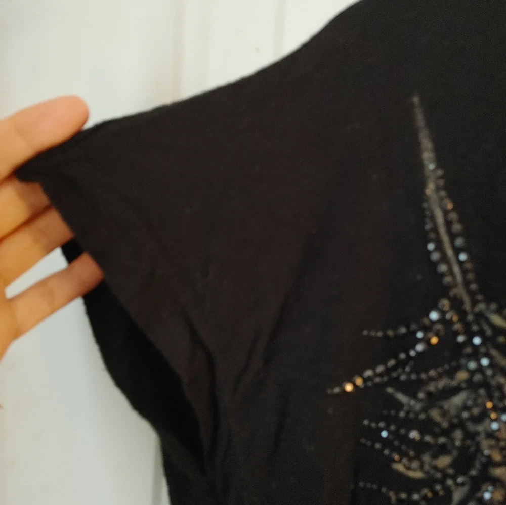 Wet Seal Women' s size M Top Leopard print Feather Motif Sequins Animal Print - Picture 3 of 7